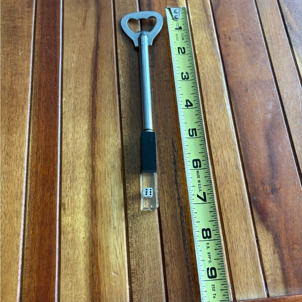 MCM Vintage Bartender Bar Utensils Floating Dice in Lucite Handles Bottle Opener